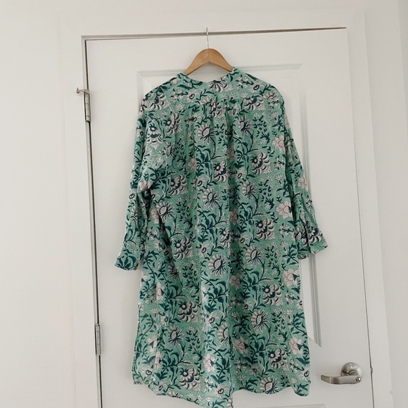 Dilli Grey Mint Winter Jasmine Girlfriend Night Shirt Dress Organic Cotton - Picture 2 of 10